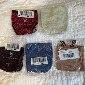 Victoria's Secret Women’s Bikini Panties, 2 prints and 3 solid colors - size L